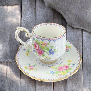 Vintage Royal Albert Petit Point Bone China Teacup & Saucer England Tea Cup Set